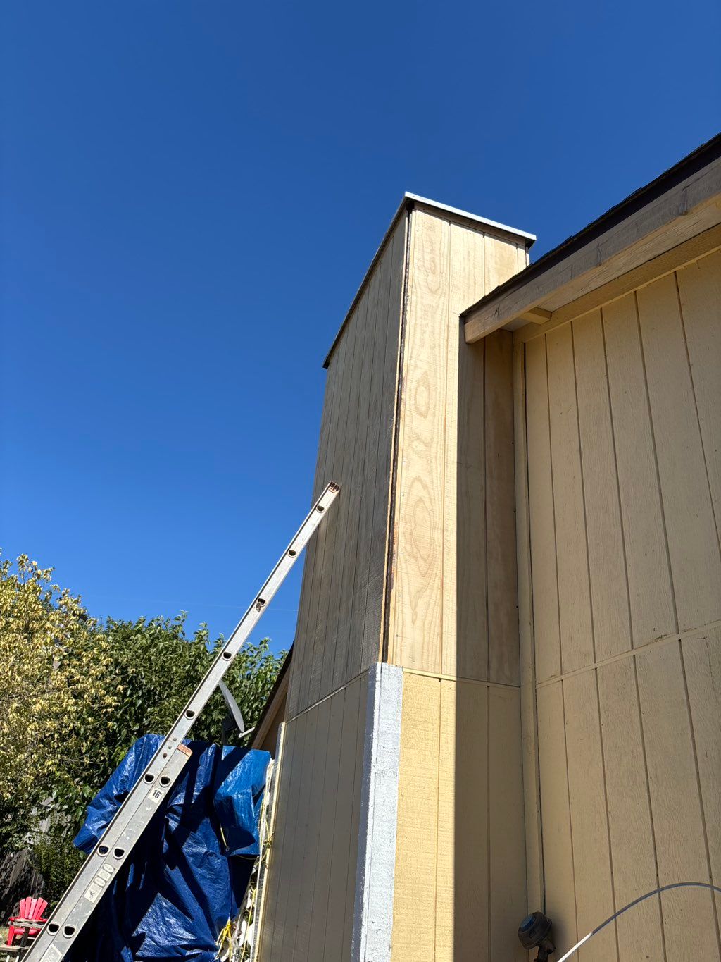 New siding on fire place.
