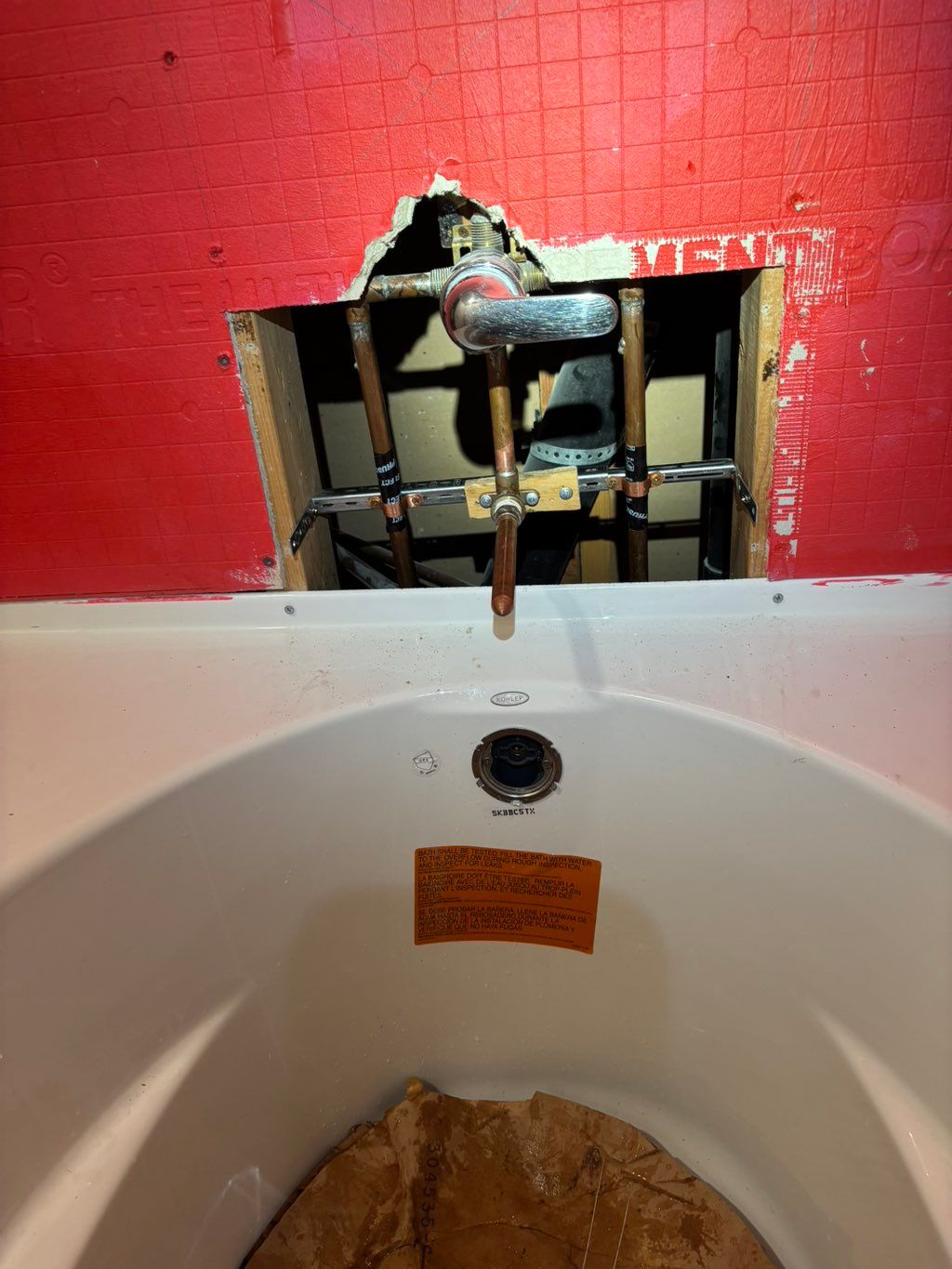 New tub and riser spot.