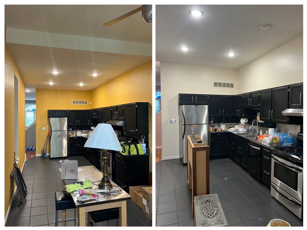 Yellow kitchen to beige kitchen for new California