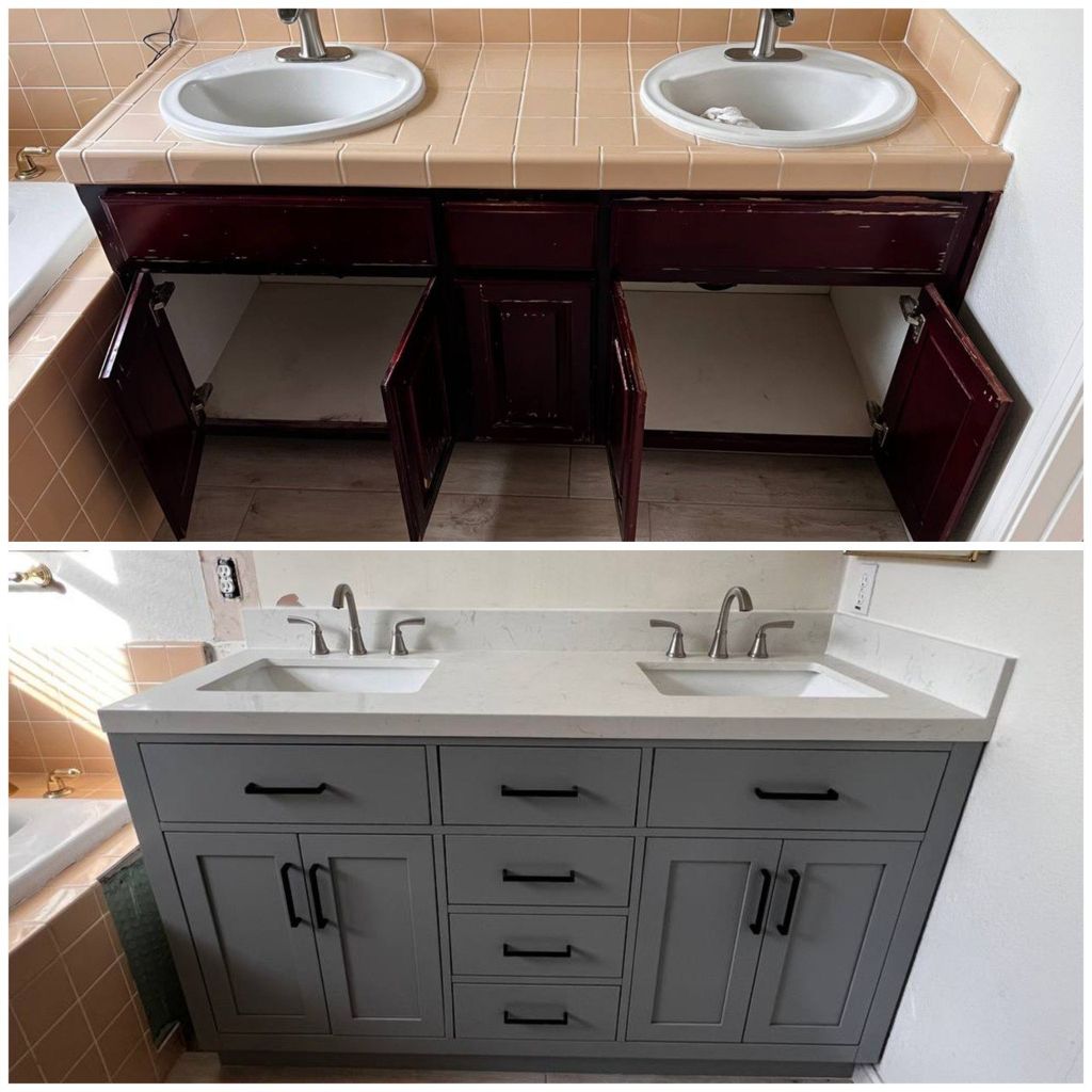 Replace old vanity with a new modern unit, includi