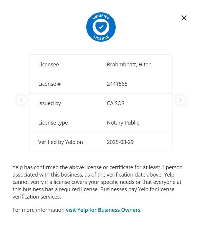 Available on Yelp! Check my verified license.