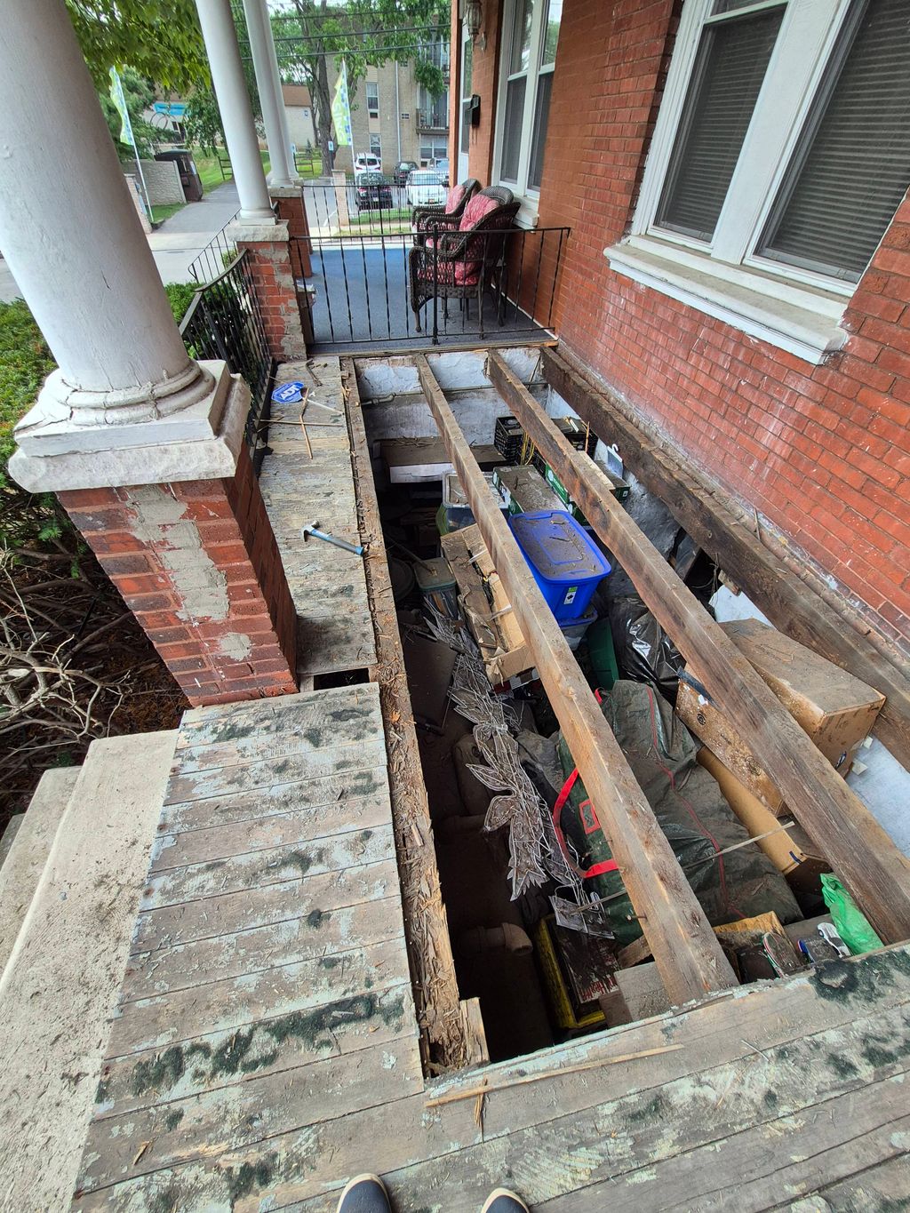 removing old rotten boards from front porch