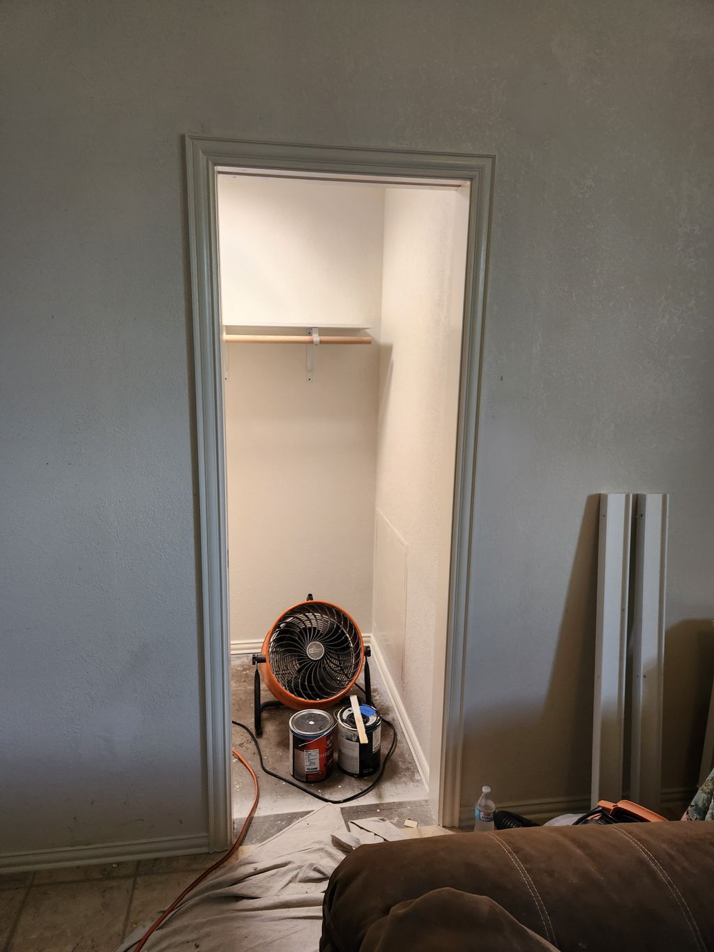 Built New Closet, Added Shelving, Light & Pocket D