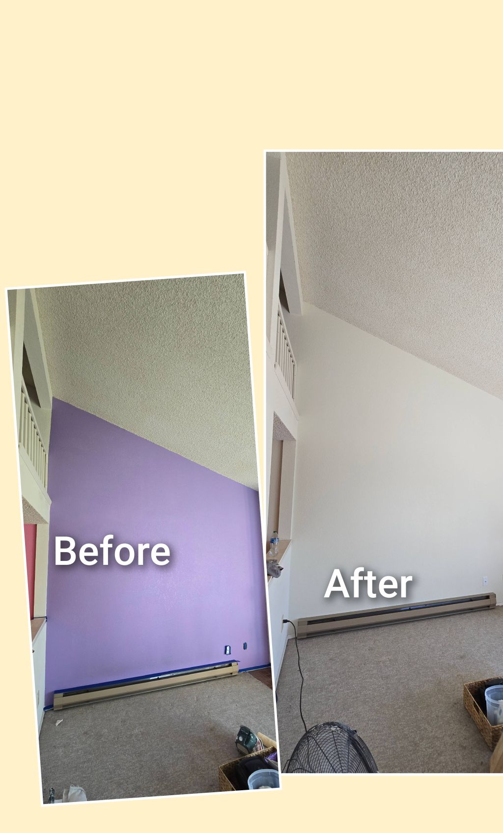 purple  to off  white wall 