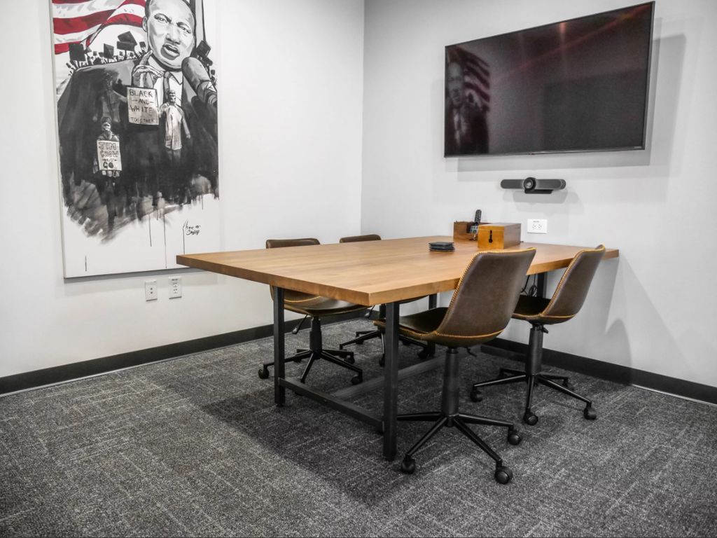 TV mounted in a conference room in Atlanta, Ga