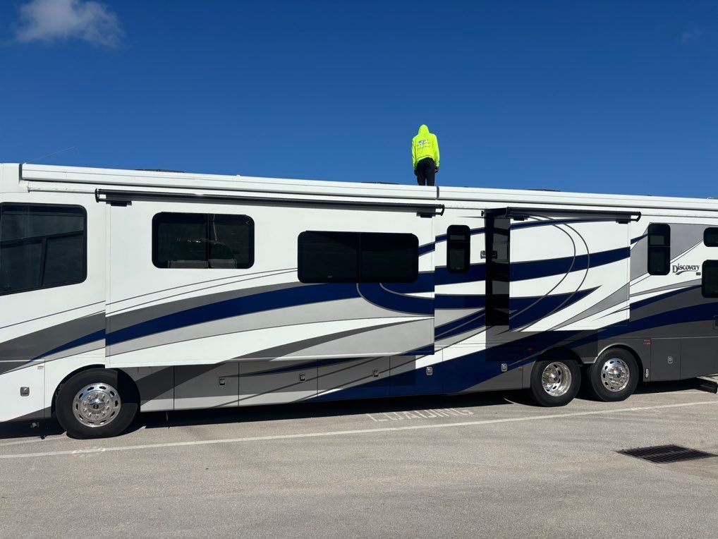 Washing this beautiful Rv. Schedule your rv