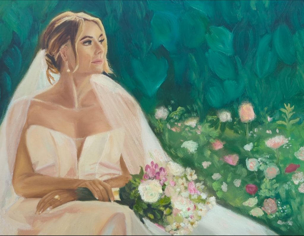 Portrait wedding live painting
