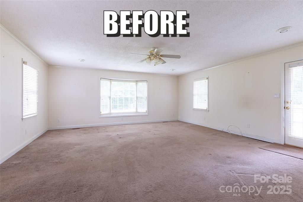 Replaced flooring, window trims, removed popcorn, 