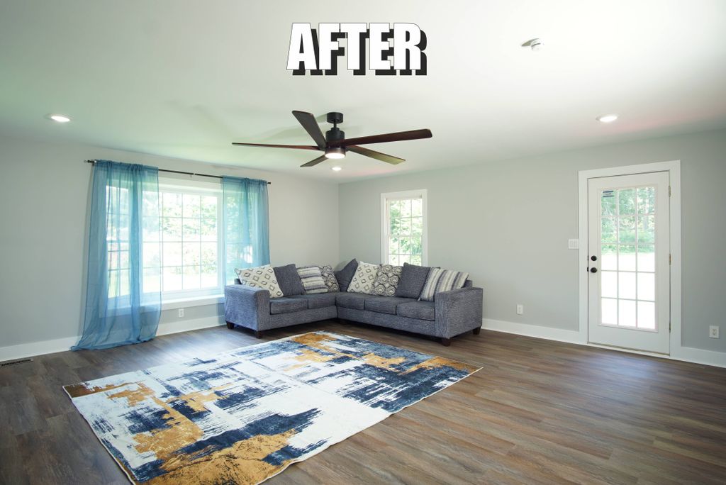 Replaced flooring, window trims, removed popcorn, 