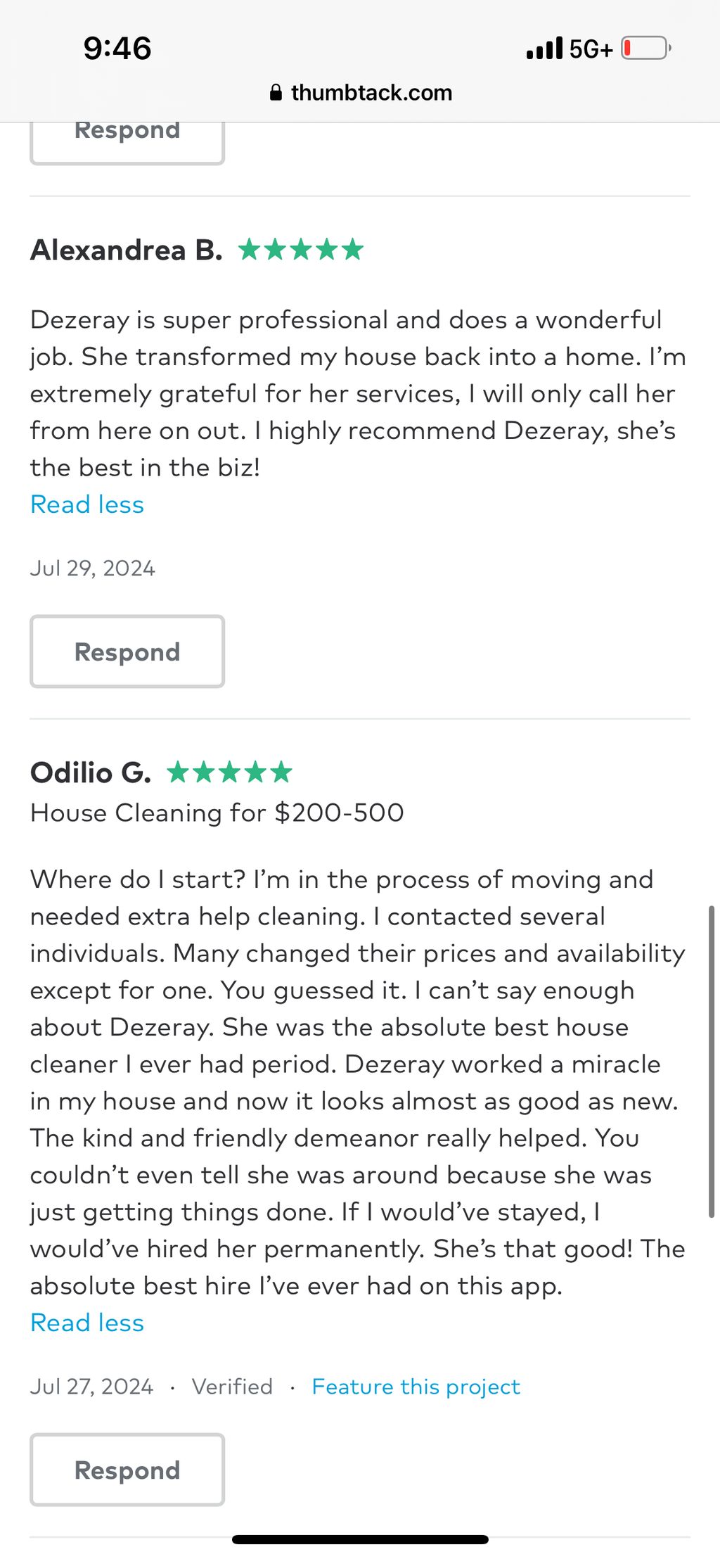 Always 5 star reviews !