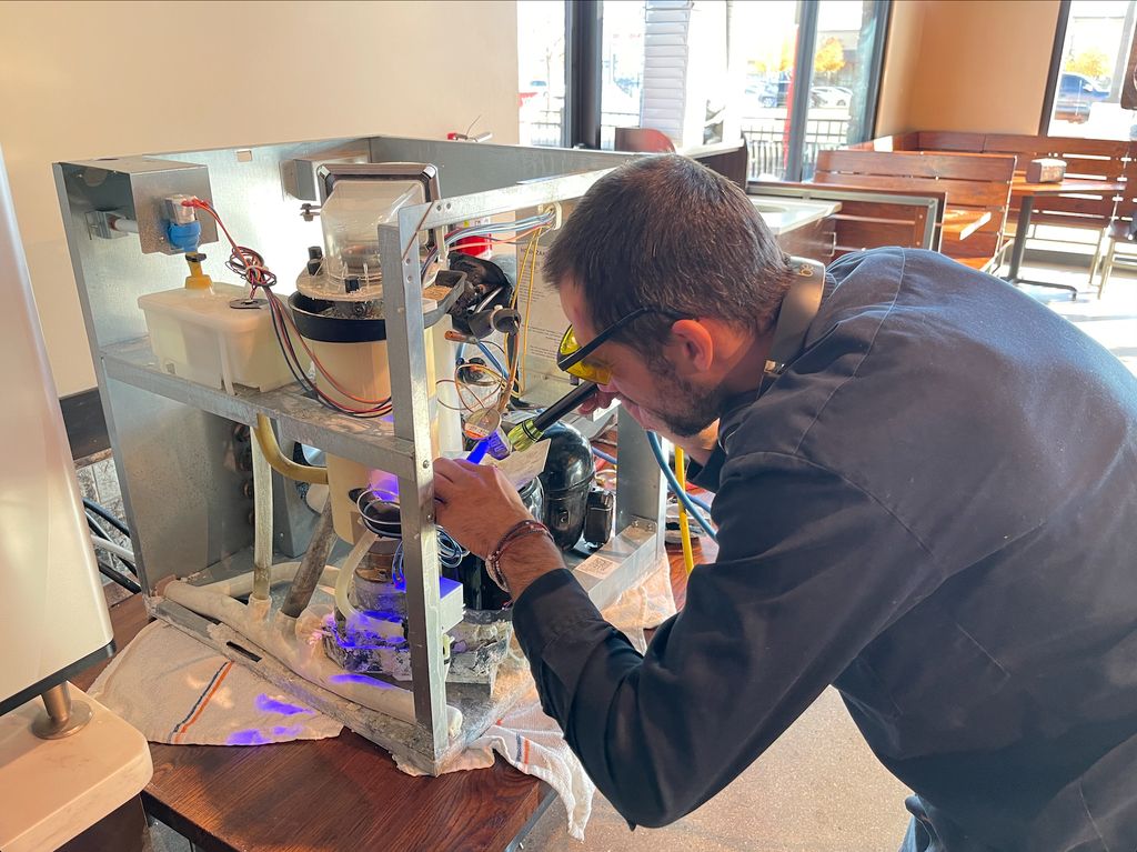Diagnosing a commercial ice machine and checking f