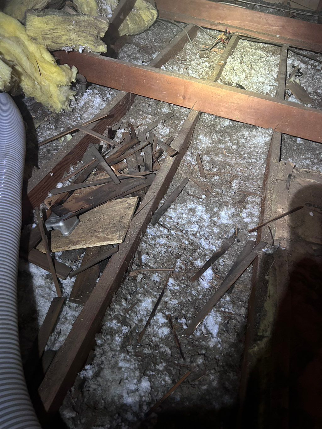 Roof debris old insulation 