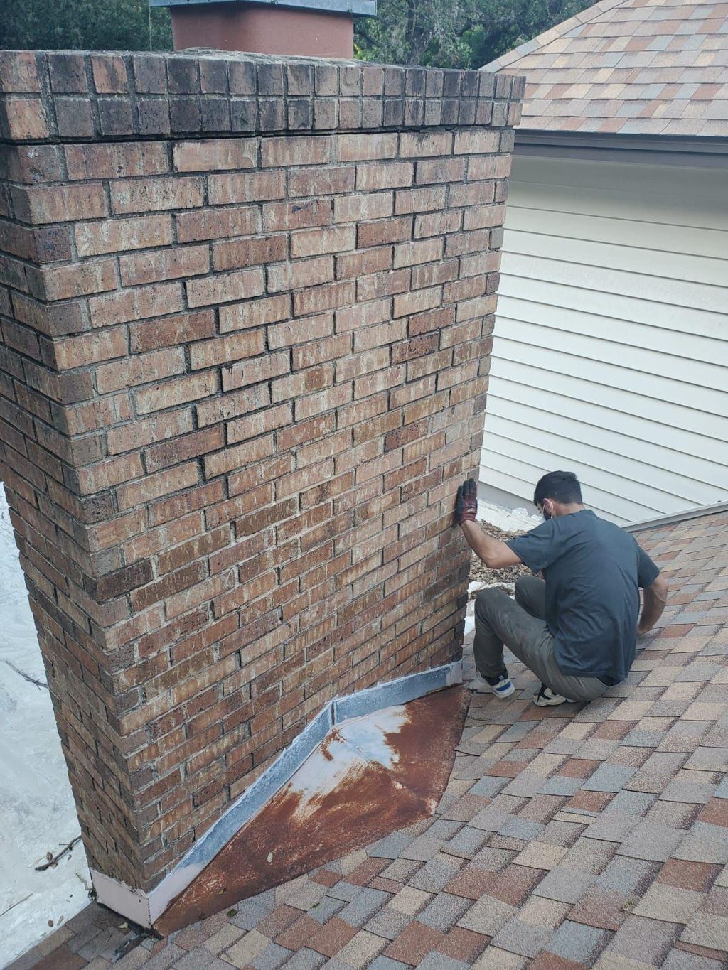 Chimney brick repair and restoration in Bethesda. 