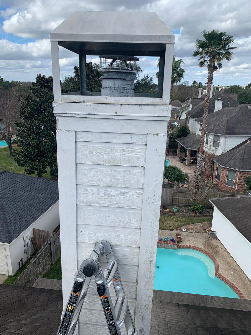 Wood siding repair for chimney in  Silver Spring.
