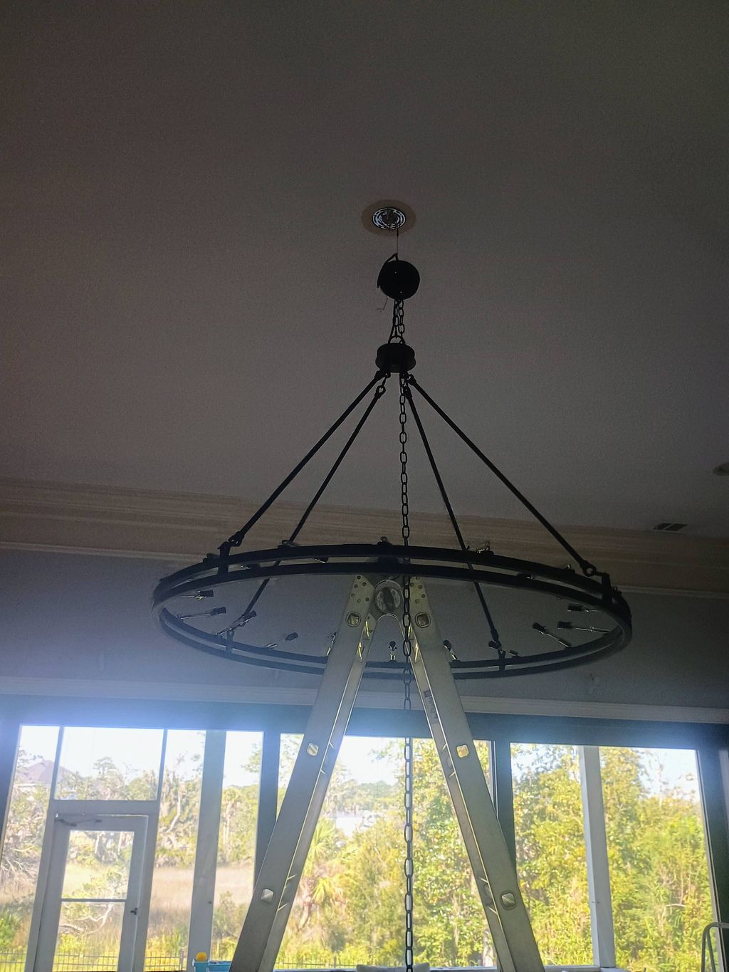 chandelier installation (during)