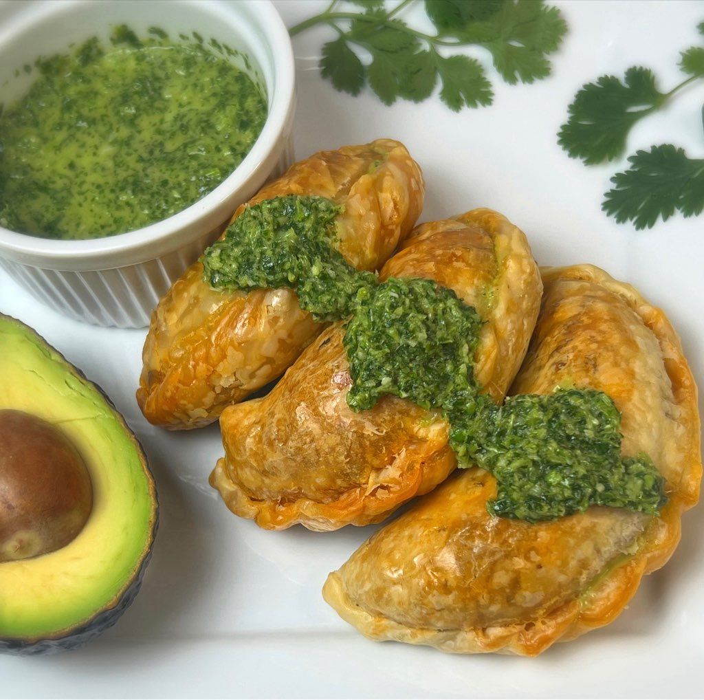 Fresh made empanadas with chimichurri