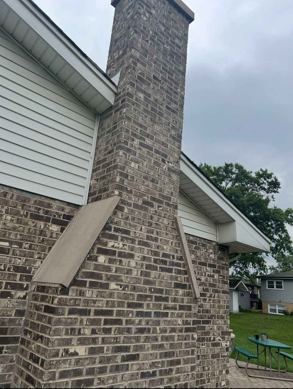 Tuckpointed entire chimney 