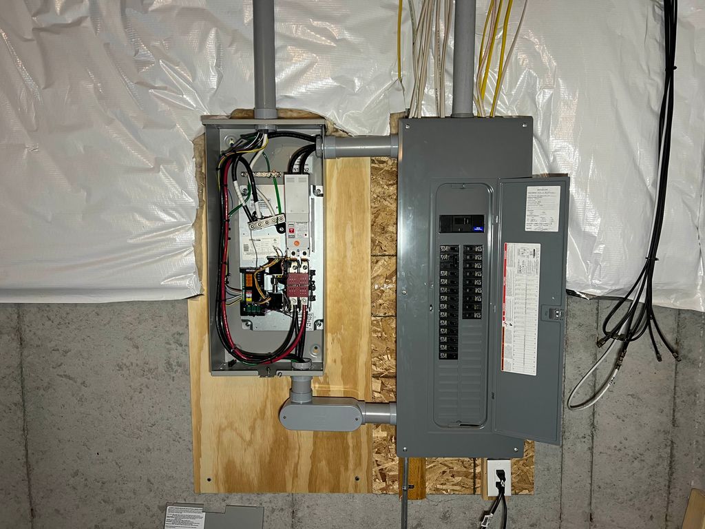 Transfer switch sitting inside, next to panel