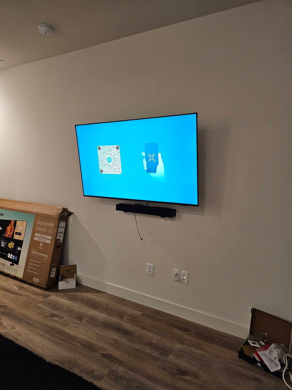 TV wall mounting.

Wires concealed inside the wall
