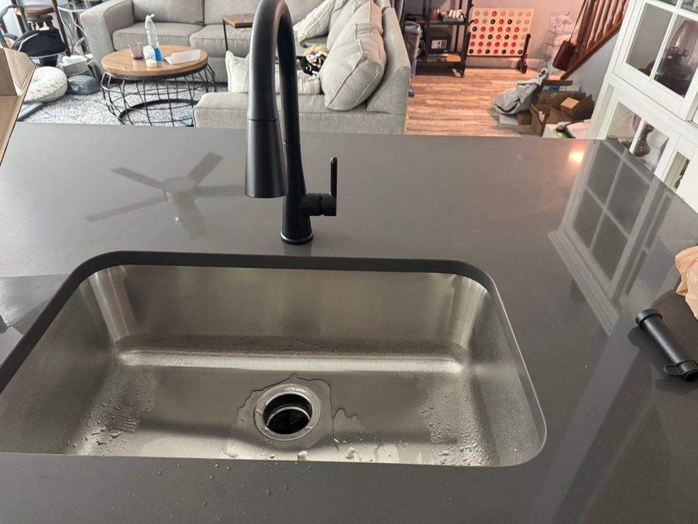 Custom faucet installation on new countertops 