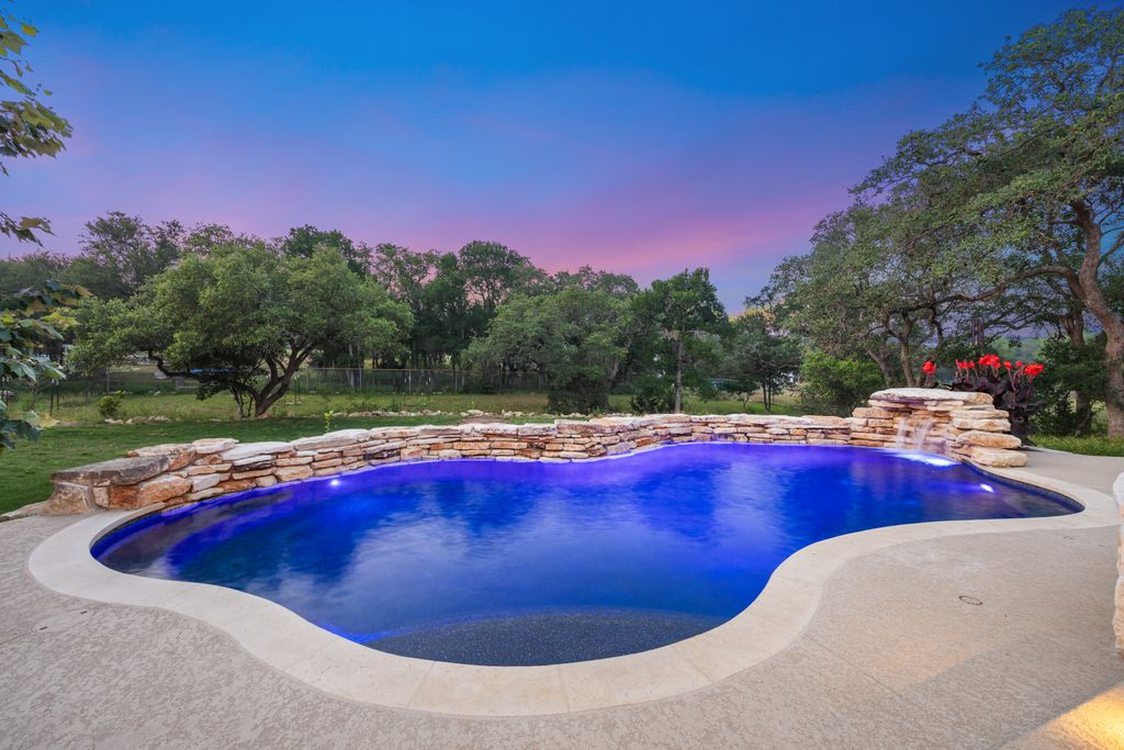 Freeform Pool with Dark Plaster