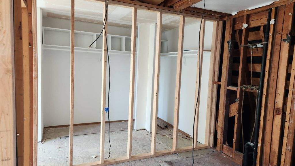 remodeling of the space by installing a new wall