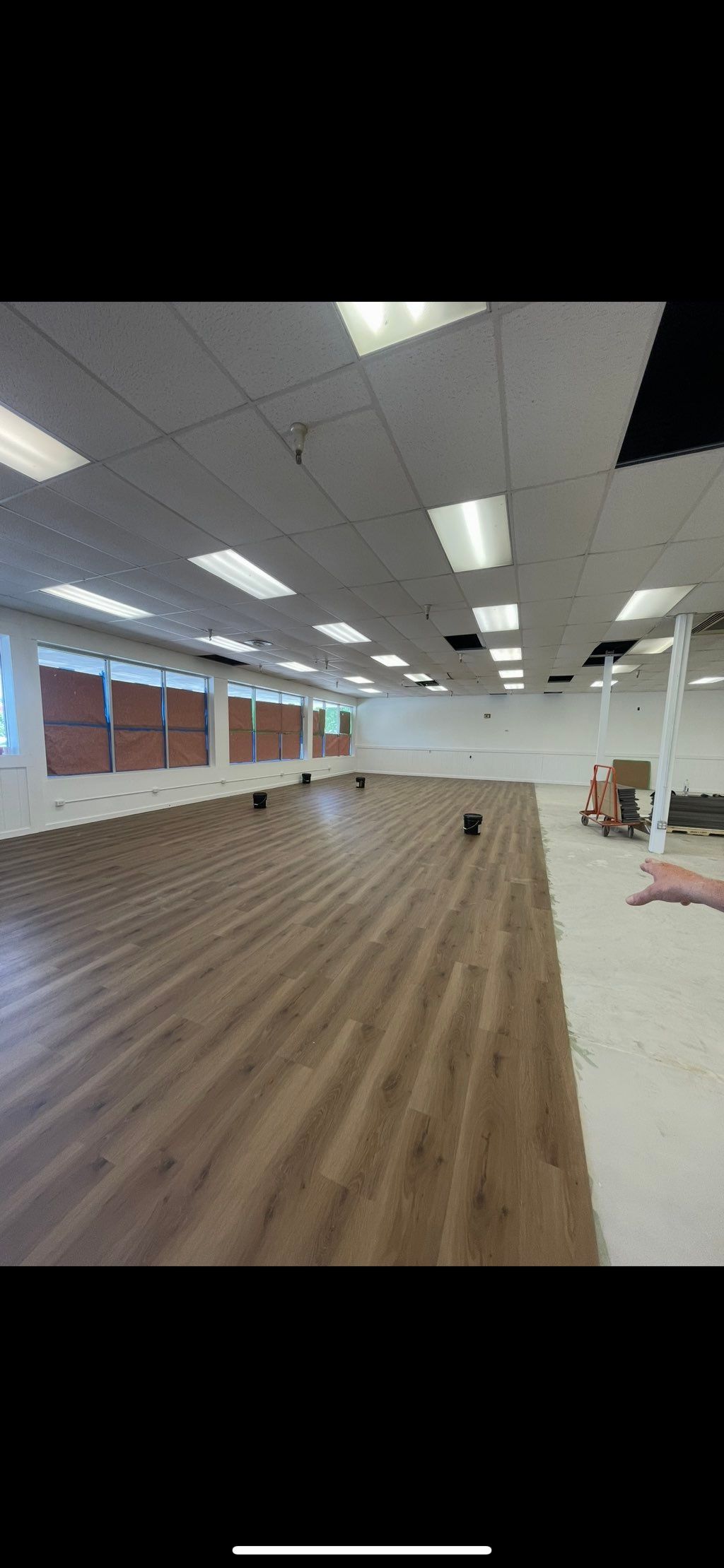 Vinyl flooring installation.