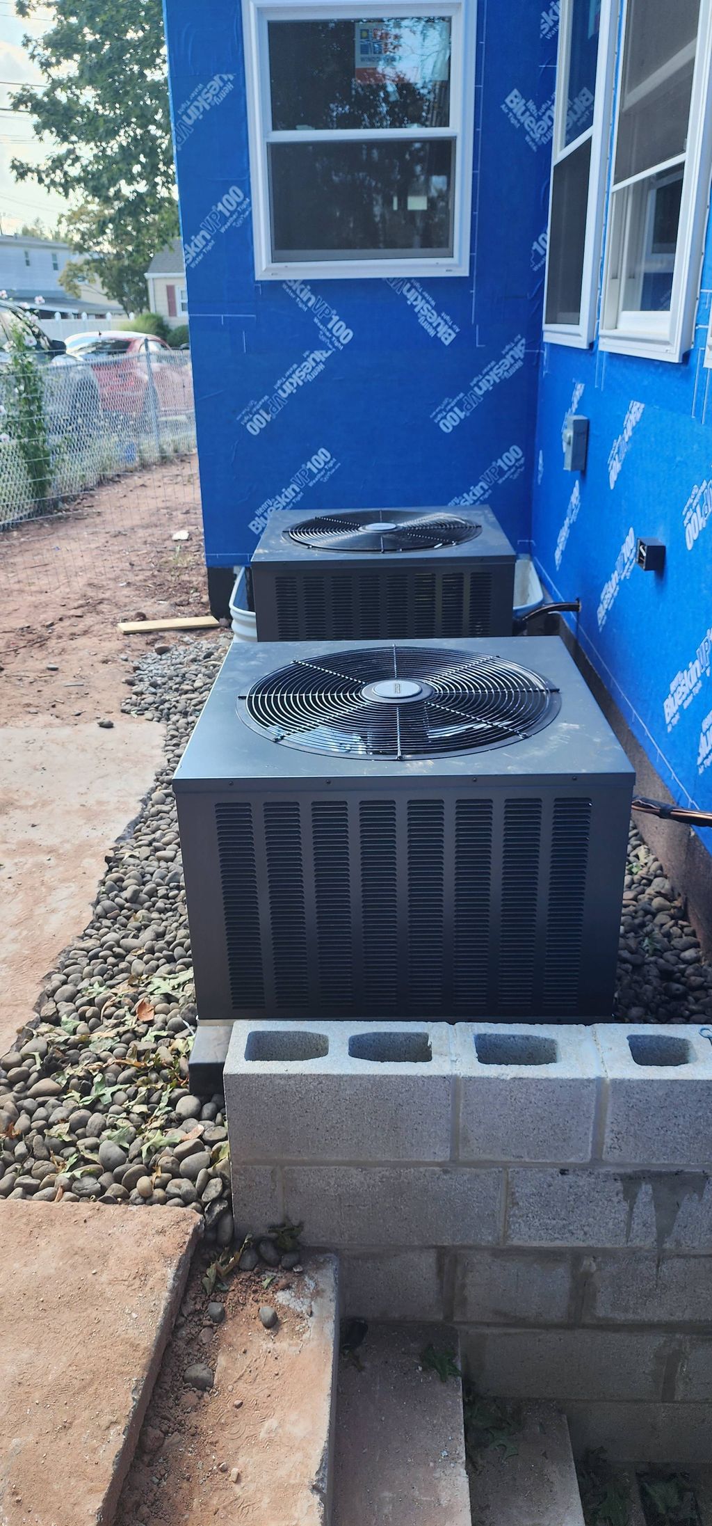Quick installation of two outside condenser unit