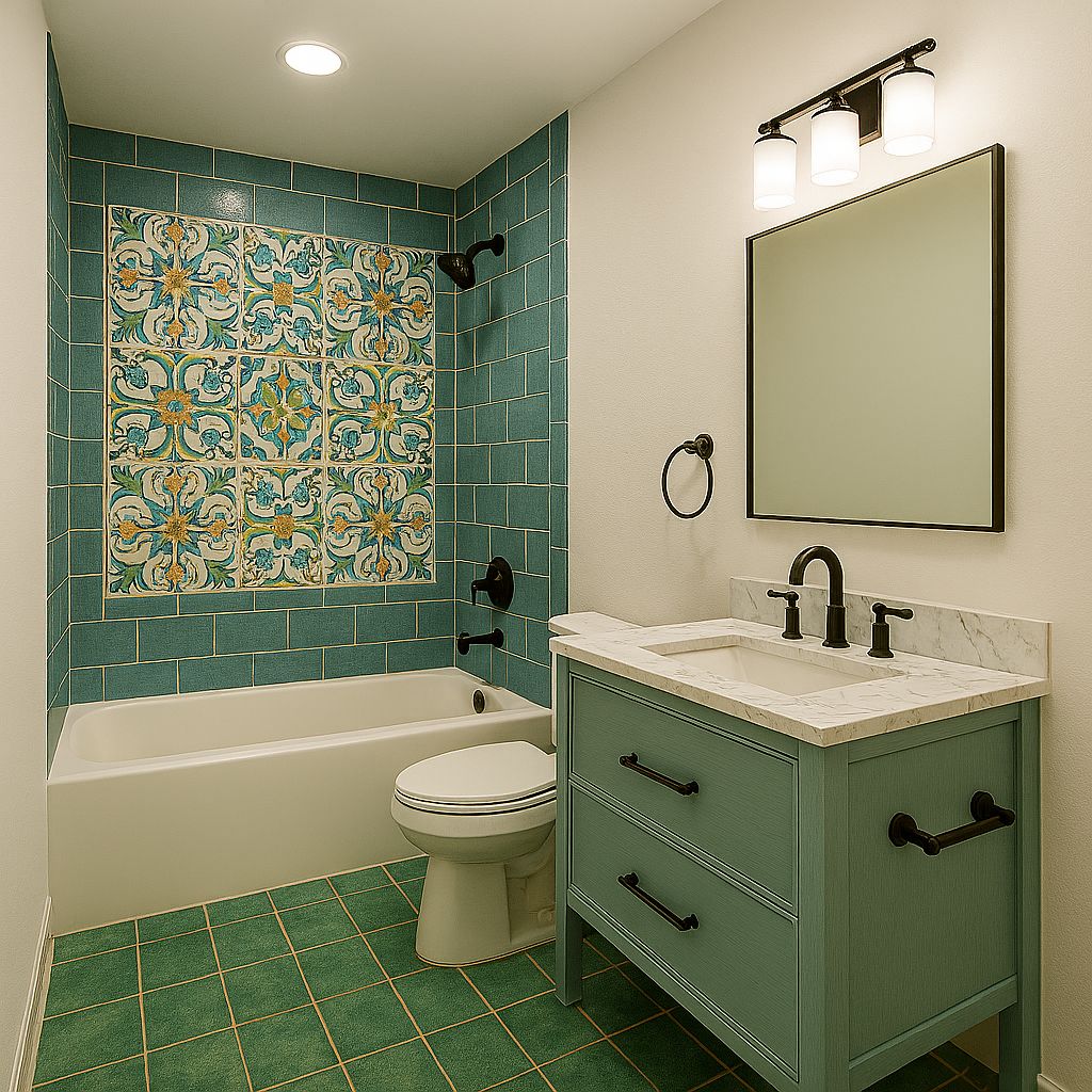 Lively Italian-style bathroom remodel!