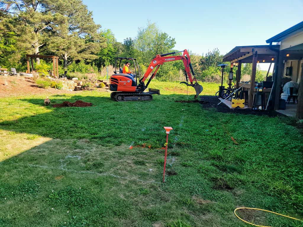 Grading and excavation .  Inground pool installati