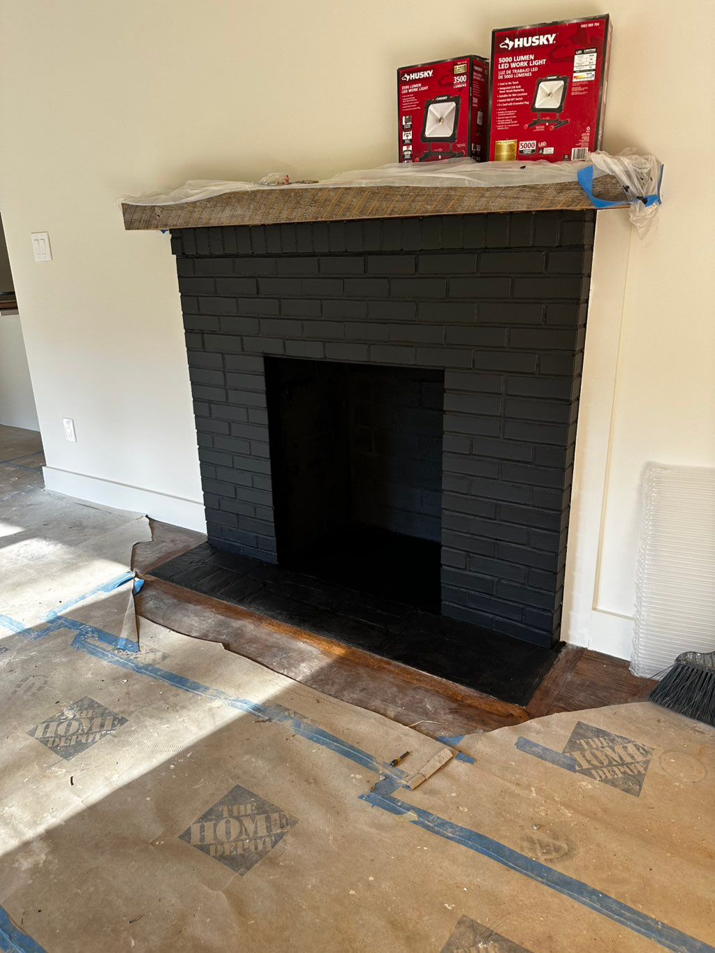Painted the inside and outside of the fireplace. 