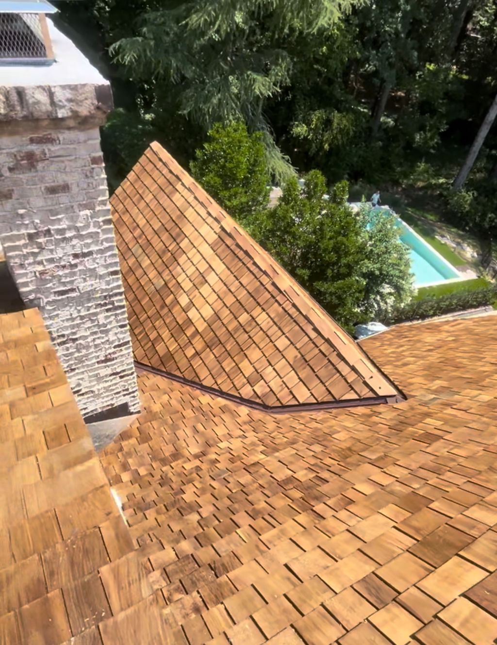 Cedar shake shingles installed