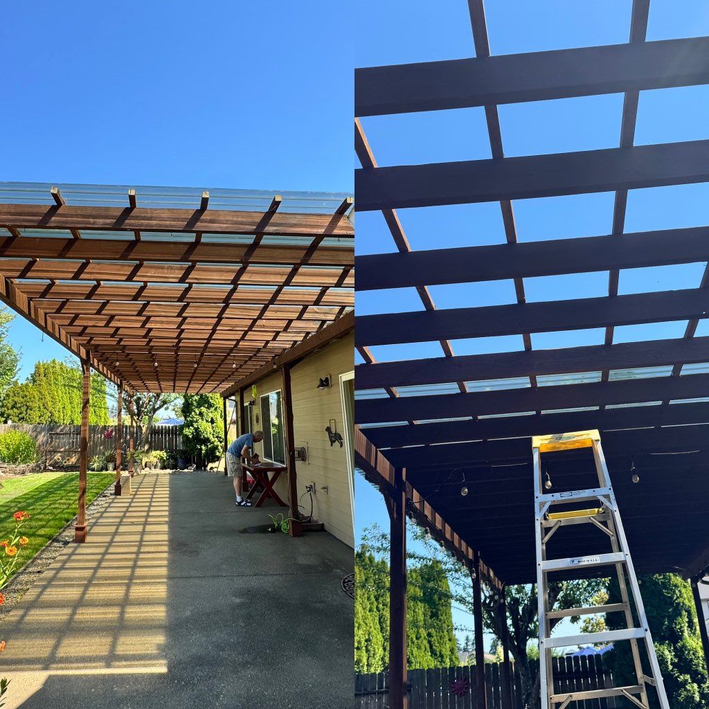 Replaced the panel roof for this awning. Before an