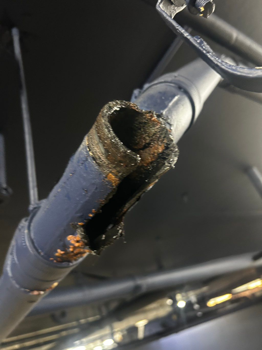 Broken Cast iron pipe at Commercial Property 