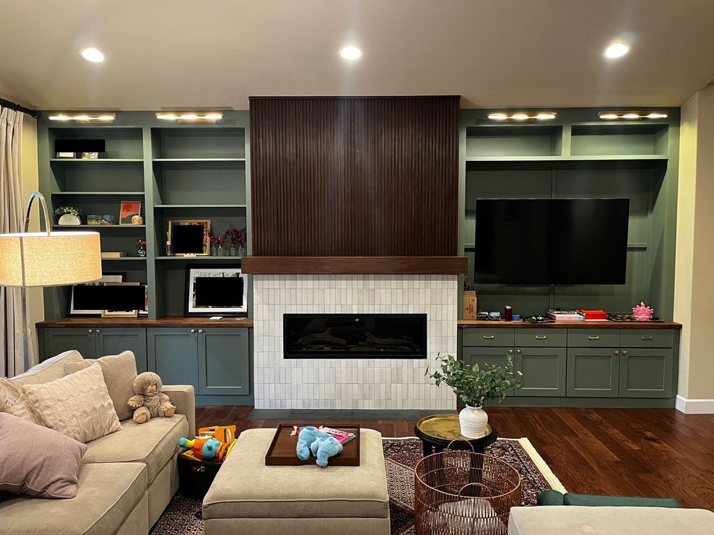 Custom built-in cabinets with Ikea countertops