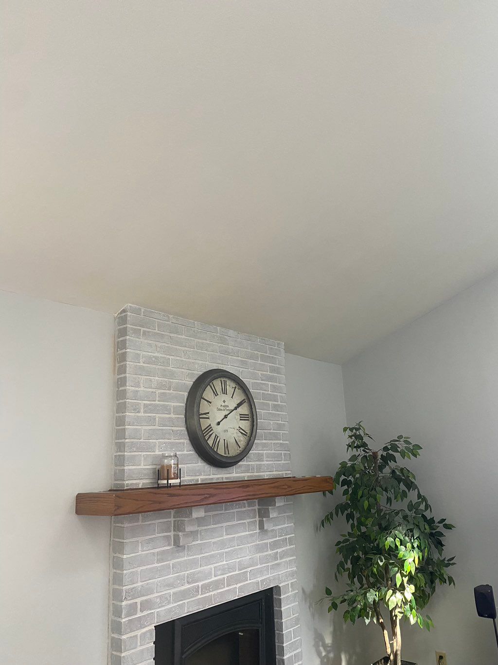 Fireplace brick and grout painted - after!
