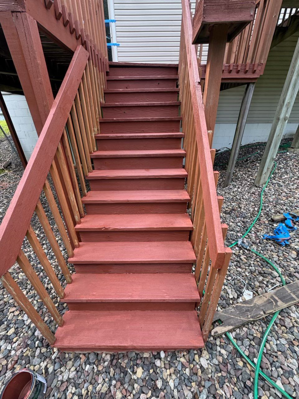 Repaired and stained deck.