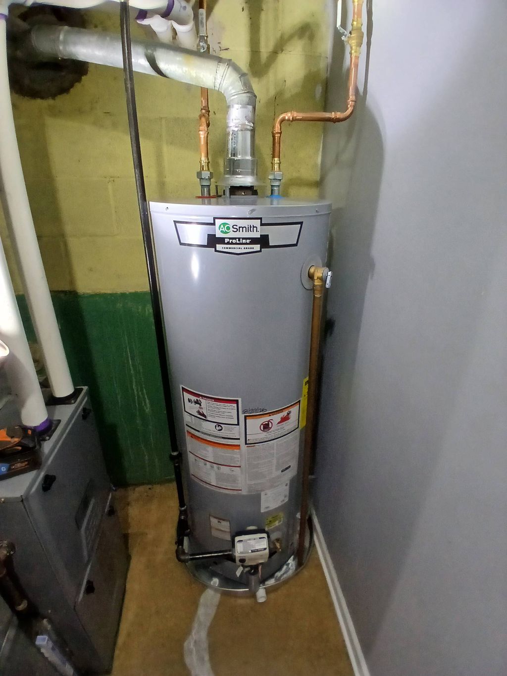 Newly installed AO Smith 50 gallon gas water heate