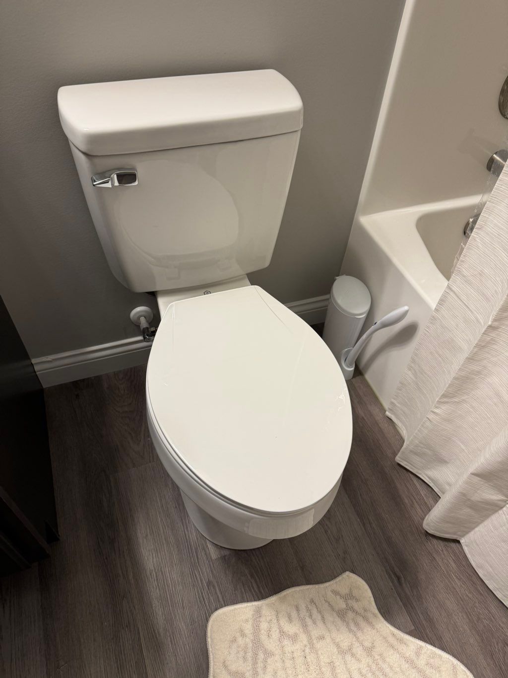 New toilet installed replacing an older much short
