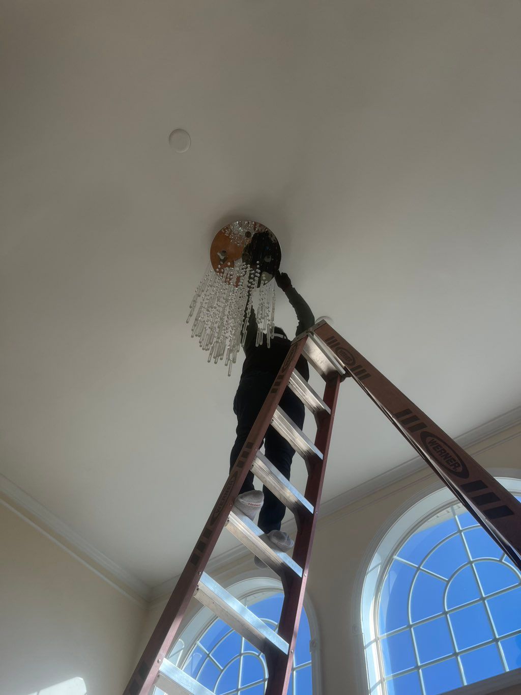 Chandelier installation 