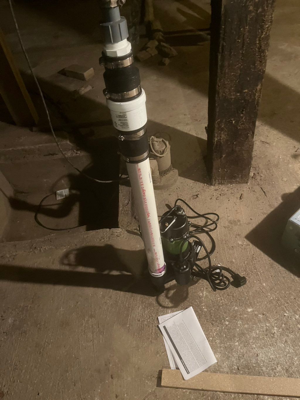 Check valve installation in basement 