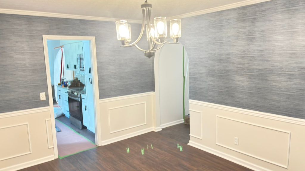 After wallpaper and Wainscoting panel installation