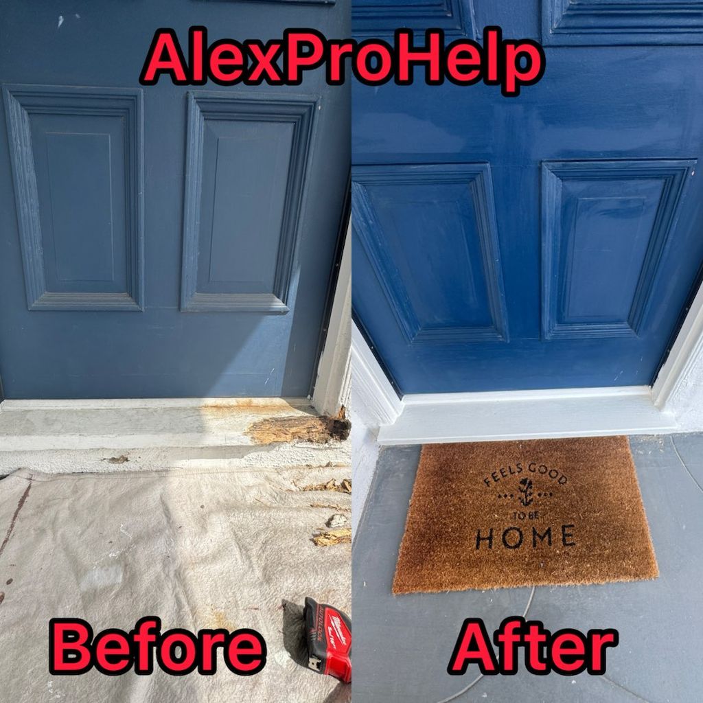 Door threshold repair and replacement of rotten wo