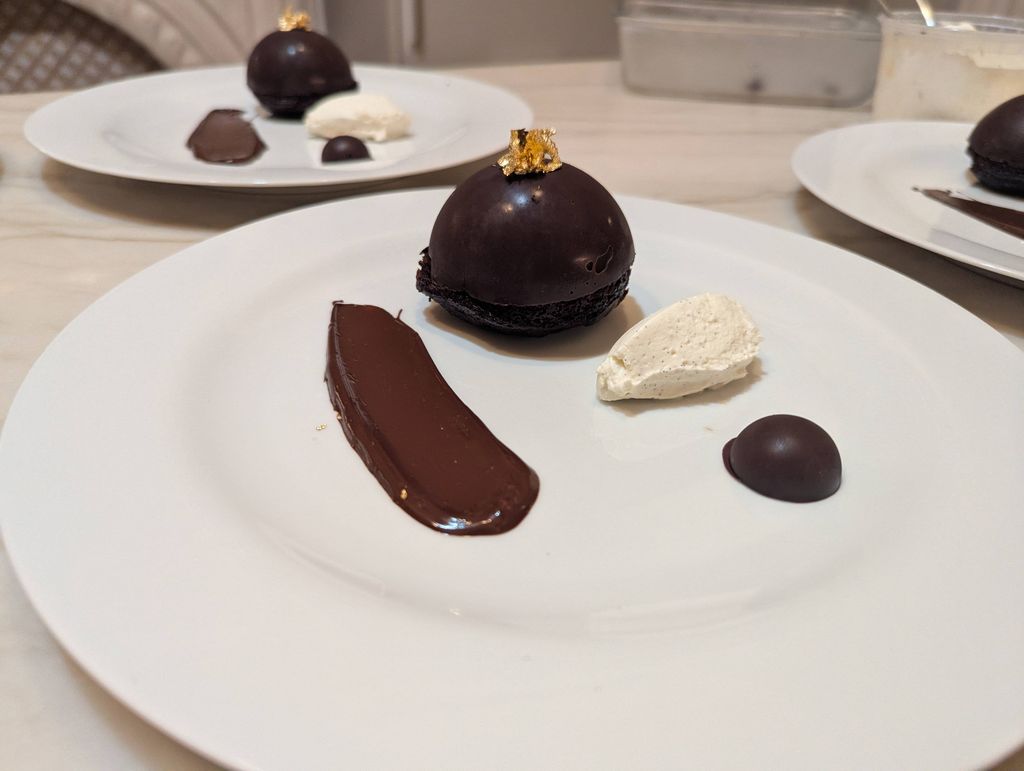 Chocolate Ganache Cake with mini truffles and vani
