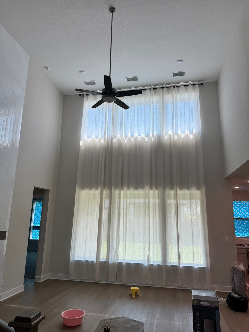 Curtain rod installation 24 ft ceiling 