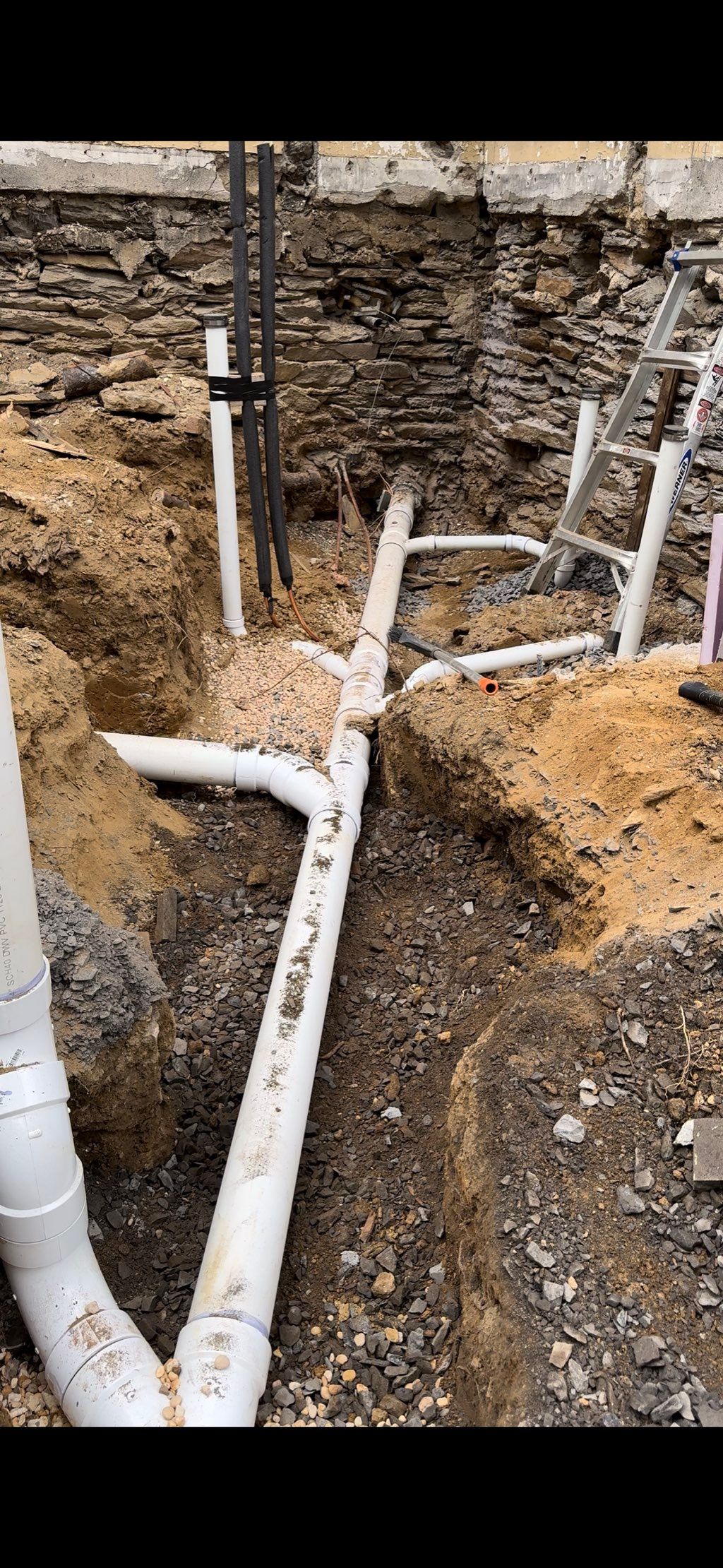 New underground plumbing installed for a strong an