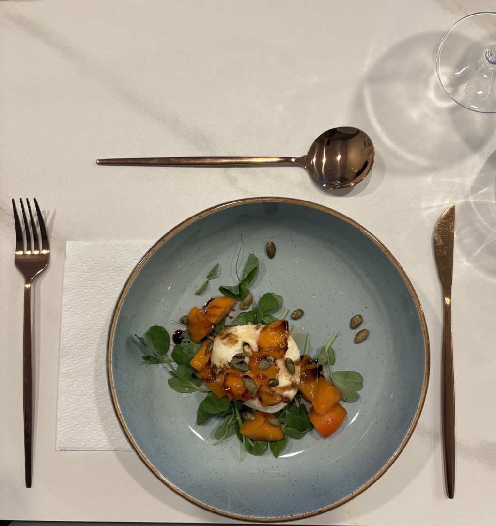 Burrata with seasonal fruit