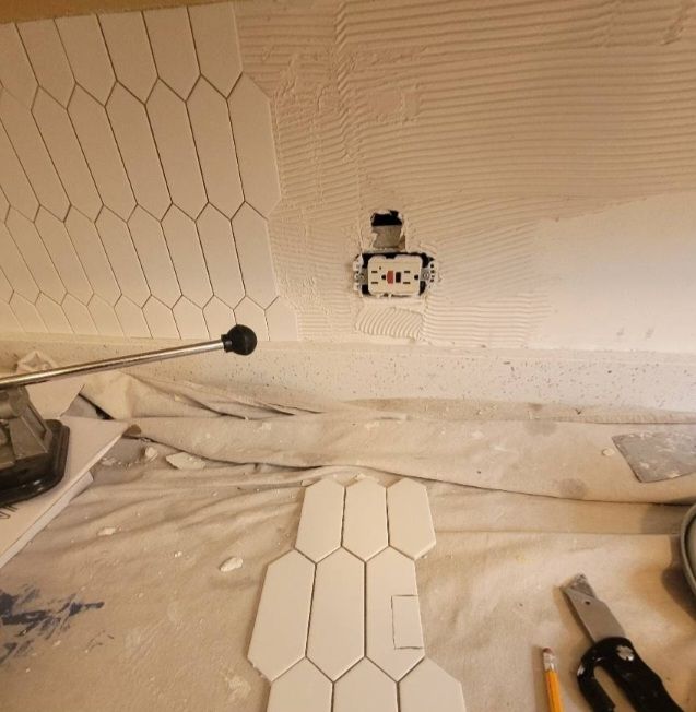 kitchen backslash installation and electrical outl