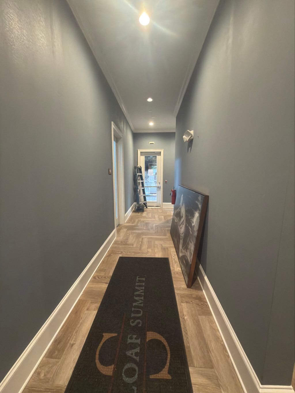 In this hallway, a color change was made from whit