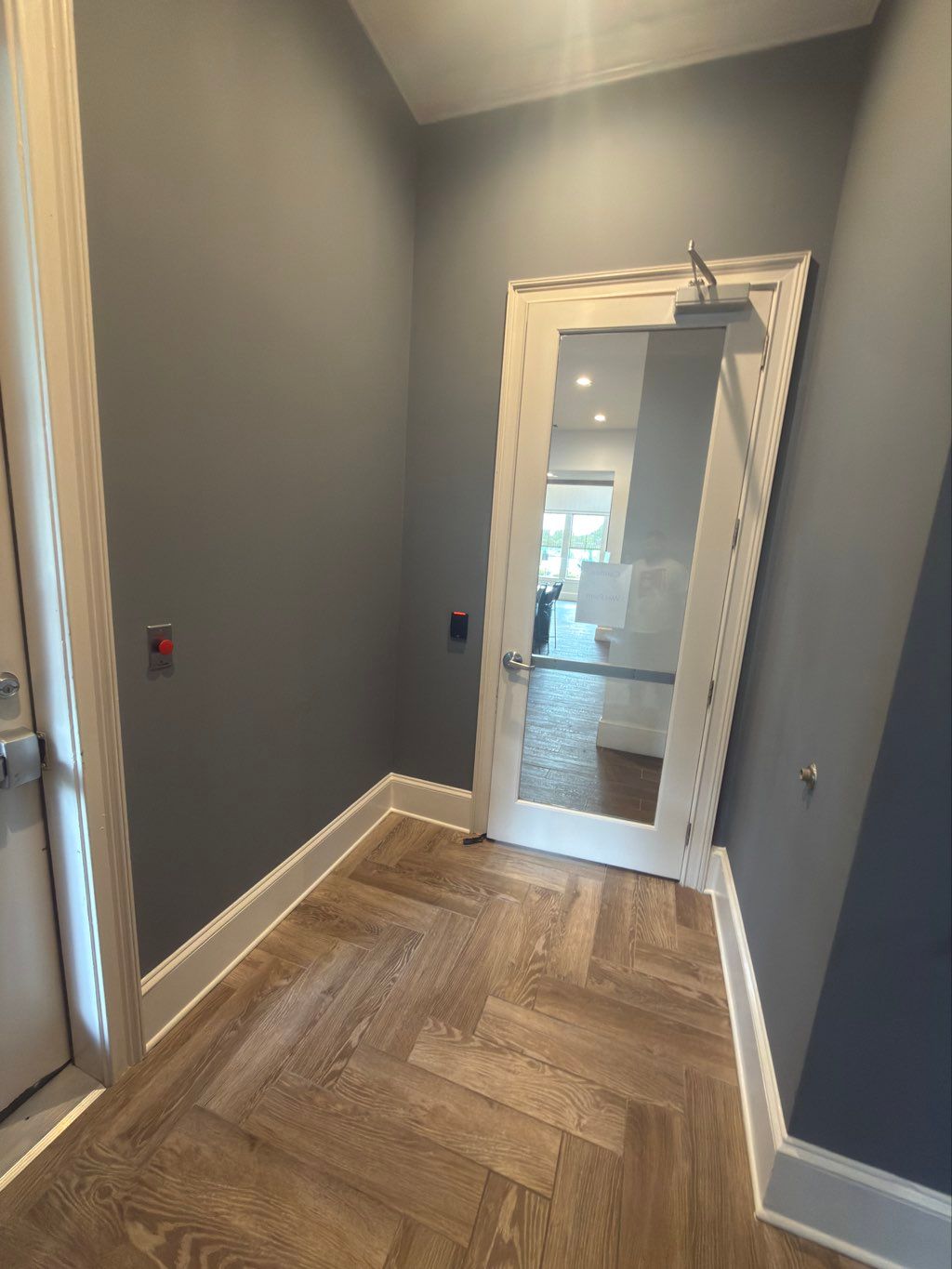 In this hallway, a color change was made from whit